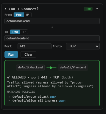 Allowed connection